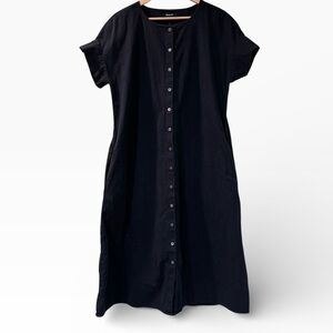 Madewell Oversized Dark Navy Button Down Waist Tie Cotton Midi/Maxi Dress
